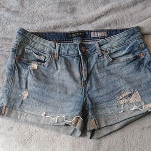 Aeropostale Midi Distressed Jean Shorts